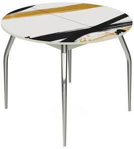 Кухонный стол раздвижной Ривьера - Круг, ноги метал. крашеные №24, ФП (Текстура №77) в Рязани