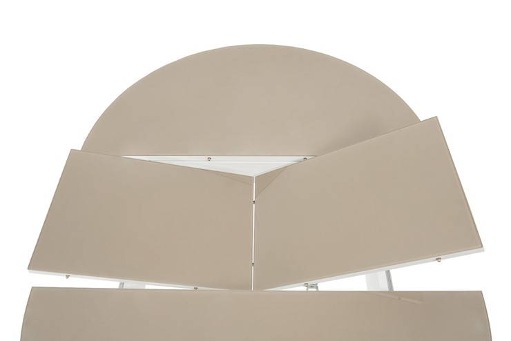 Кухонный стол раскладной Ривьера исп. круг хром №5 (стекло белое/черный) в Рязани - изображение 4