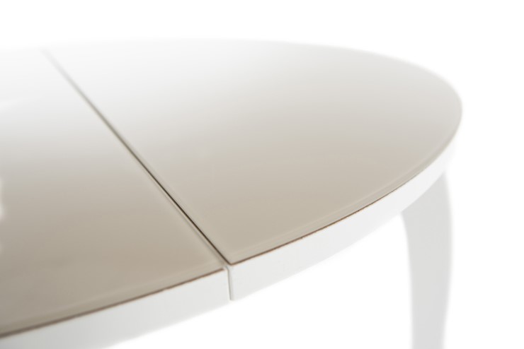 Кухонный стол раскладной Ривьера исп. круг хром №5 (стекло белое/черный) в Рязани - изображение 6