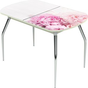 Раздвижной стол Ривьера исп.1 ноги метал. крашеные №24 Фотопечать (Цветы №49) в Рязани