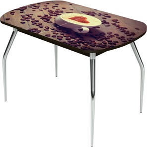 Кухонный стол раздвижной Ривьера исп.1 ноги метал. крашеные №24 Фотопечать (Кофе №20) в Рязани