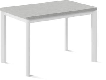 Кухонный раздвижной стол Токио-1L (ноги металлические белые, светлый цемент) в Рязани