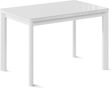 Кухонный стол раскладной Токио-2G (ноги металлические белые, cтекло cristal/белый цемент) в Рязани