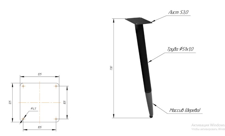 Кухонный стол SHT-TU12 (3 шт.)/ТT8 60/60 (черный/темный орех/прозрачный лак/коричневая сепия) в Рязани - изображение 1