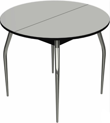 Кухонный стол раскладной Ривьера исп. круг хром №5 (стекло белое/черный) в Рязани - изображение