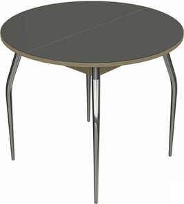 Раздвижной стол Ривьера исп. круг хром №5 (стекло коричневое/дуб выбеленный) в Рязани