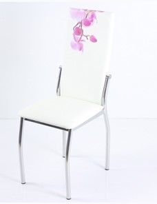 Стул В-610 СТ хром люкс/белый, фотопечать орхидея в Рязани