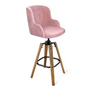 Барный стул SHT-ST39 / SHT-S93 (пыльная роза/браш.коричневый/черный муар) в Рязани