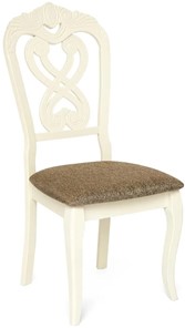 Обеденный стул Андромеда, дерево гевея 47х55х107 Ivory white/ткань коричневая S 168-7 арт.19544 в Рязани
