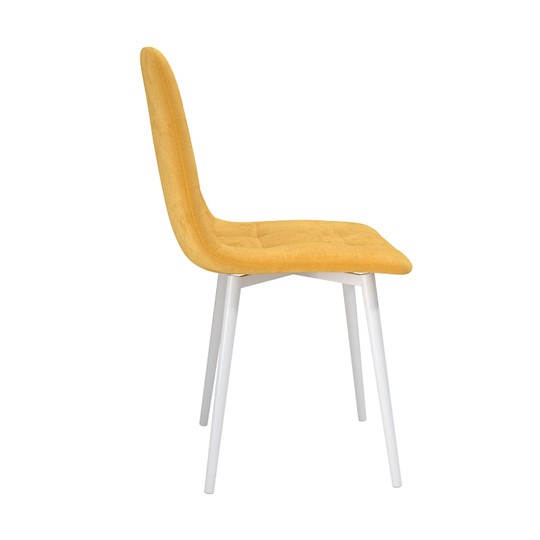Обеденный стул Белла, велюр тенерифе куркума/Цвет металл белый в Рязани - изображение 2