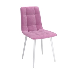 Обеденный стул Белла, велюр тенерифе розовый/Цвет металл белый в Рязани