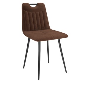 Обеденный стул Брандо, велюр тенерифе шоколад/Цвет металл черный в Рязани