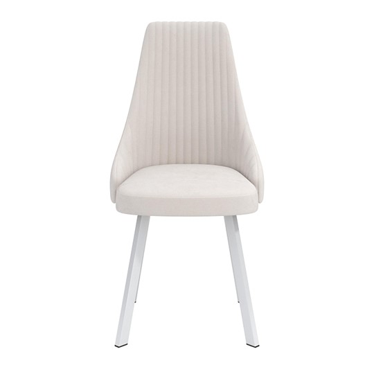 Обеденный стул Лион, велюр тенерифе крем/Цвет металл белый в Рязани - изображение 1