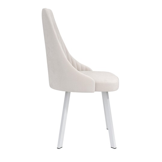 Обеденный стул Лион, велюр тенерифе крем/Цвет металл белый в Рязани - изображение 2
