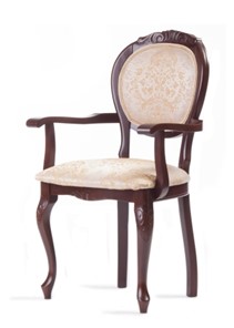 Обеденный стул Барокко с резьбой и подлокотниками (нестандартная покраска) в Рязани