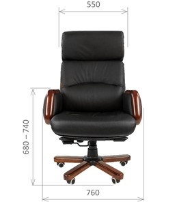 Кресло компьютерное CHAIRMAN 417 кожа черная в Рязани - предосмотр 1