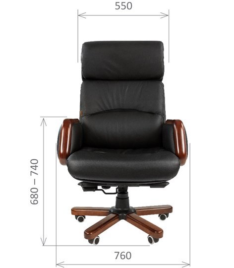 Кресло компьютерное CHAIRMAN 417 кожа черная в Рязани - изображение 1