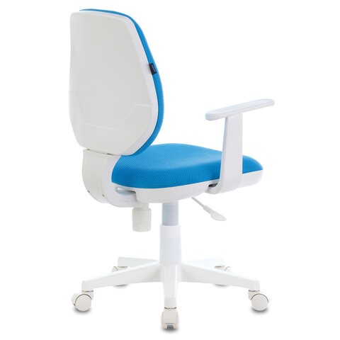 Компьютерное кресло Brabix Fancy MG-201W (с подлокотниками, пластик белый, голубое) 532411 в Рязани - изображение 3