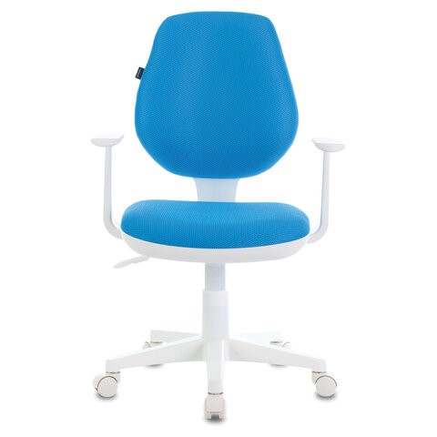 Компьютерное кресло Brabix Fancy MG-201W (с подлокотниками, пластик белый, голубое) 532411 в Рязани - изображение 1