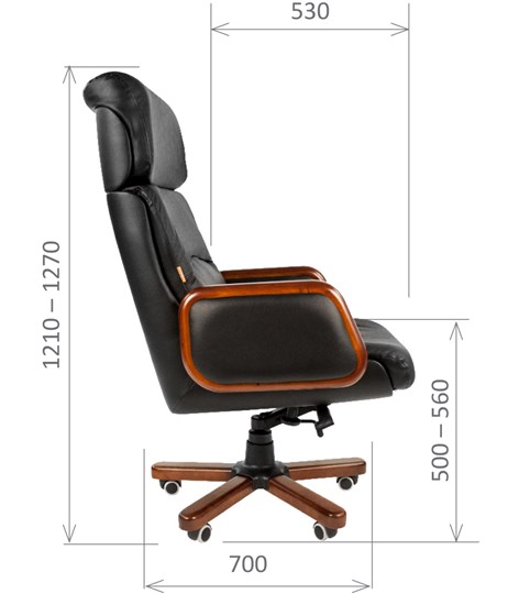 Кресло компьютерное CHAIRMAN 417 кожа черная в Рязани - изображение 2