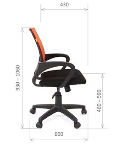Кресло компьютерное CHAIRMAN 696 black Сетчатый акрил DW66 оранжевый в Рязани - предосмотр 2