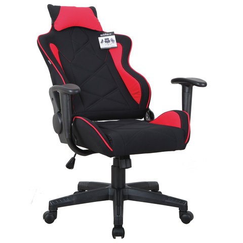 Кресло Brabix GT Racer GM-100 (подушка, ткань, черное/красное) 531820 в Рязани - изображение 1