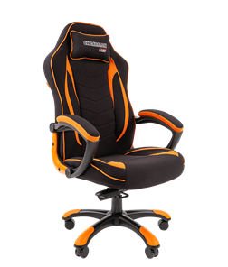 Кресло игровое CHAIRMAN GAME 28 Полиэстер комбинированная ткань оранжевый/черный в Рязани