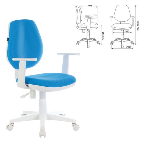 Компьютерное кресло Brabix Fancy MG-201W (с подлокотниками, пластик белый, голубое) 532411 в Рязани - изображение 4