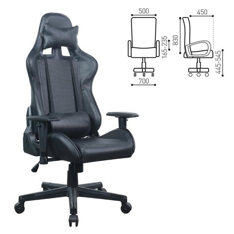 Компьютерное кресло Brabix GT Carbon GM-115 (две подушки, экокожа, черное) 531932 в Рязани - изображение 15