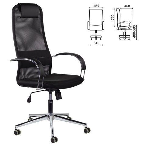 Компьютерное кресло Brabix Premium Pilot EX-610 CH (хром, ткань-сетка, черное) 532417 в Рязани - изображение 6