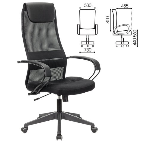 Кресло офисное Brabix Premium Stalker EX-608 PL (ткань-сетка/кожзам, черное) 532090 в Рязани - изображение 11