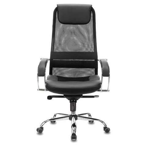 Кресло Brabix Premium Stalker EX-609 PRO (хром, мультиблок, ткань-сетка/экокожа, черное) 532416 в Рязани - изображение 5