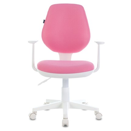 Компьютерное кресло Brabix Fancy MG-201W (с подлокотниками, пластик белый, розовое) 532409 в Рязани - изображение