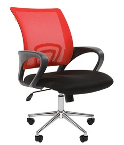Кресло компьютерное CHAIRMAN 696 CHROME Сетка TW-69 (красный) в Рязани