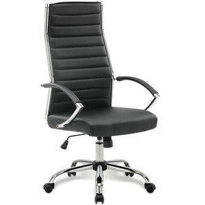 Кресло компьютерное Brabix Style EX-528 (экокожа, хром, черное) 531947 в Рязани