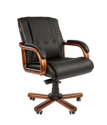 Офисное кресло CHAIRMAN 653M кожа черная в Рязани - изображение