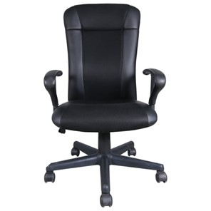 Офисное кресло Brabix Optima MG-370 (с подлокотниками, экокожа/ткань, черное) 531580 в Рязани