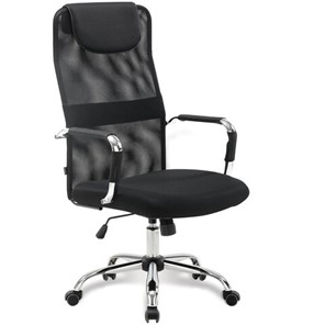 Офисное кресло Brabix Fit EX-514 (с подголовником, хром, черное) 531949 в Рязани