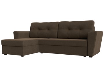 Угловой диван с оттоманкой Амстердам Лайт, Коричневый (рогожка) в Рязани