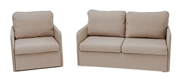Мебельный комплект Амира бежевый диван + кресло в Рязани