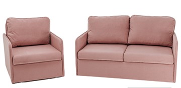 Комплект мебели Амира розовый диван + кресло в Рязани