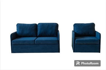 Комплект мебели Амира синий диван + кресло в Рязани