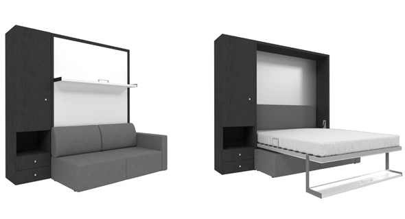 Диван Кровать-трансформер Smart (ШЛ+КД 1400), шкаф левый, правый подлокотник в Рязани - изображение