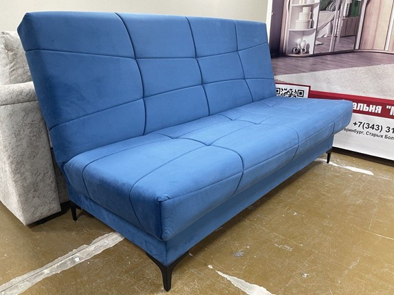 Прямой диван Ривьера БД 2022 Ground 10 синий велюр в Рязани - изображение