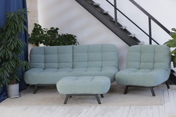 Комплект мебели Абри цвет мята кресло + диван + пуф опора металл в Рязани