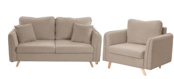 Комплект мебели Бертон бежевый диван+ кресло в Рязани