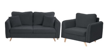 Комплект мебели Бертон графит диван+ кресло в Рязани