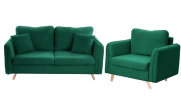 Комплект мебели Бертон изумрудный диван+ кресло в Рязани