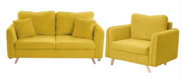 Комплект мебели Бертон желтый диван+ кресло в Рязани