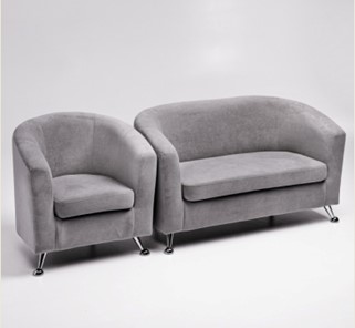 Комплект мебели Брамс  цвет серый диван 2Д + кресло в Рязани